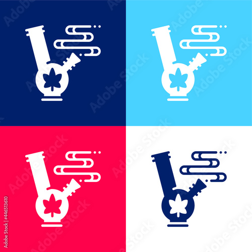 Bong blue and red four color minimal icon set
