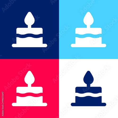 Birthday Cake blue and red four color minimal icon set