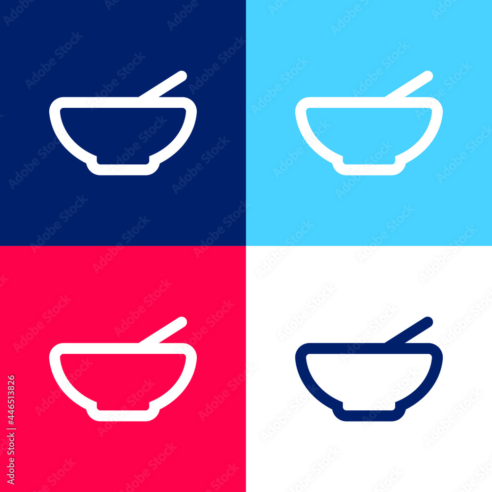 Bowl Outline blue and red four color minimal icon set Bowl Outline blue and red four color minimal icon set