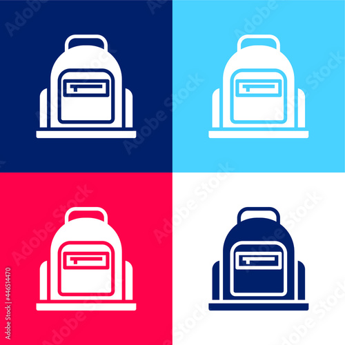Bag blue and red four color minimal icon set