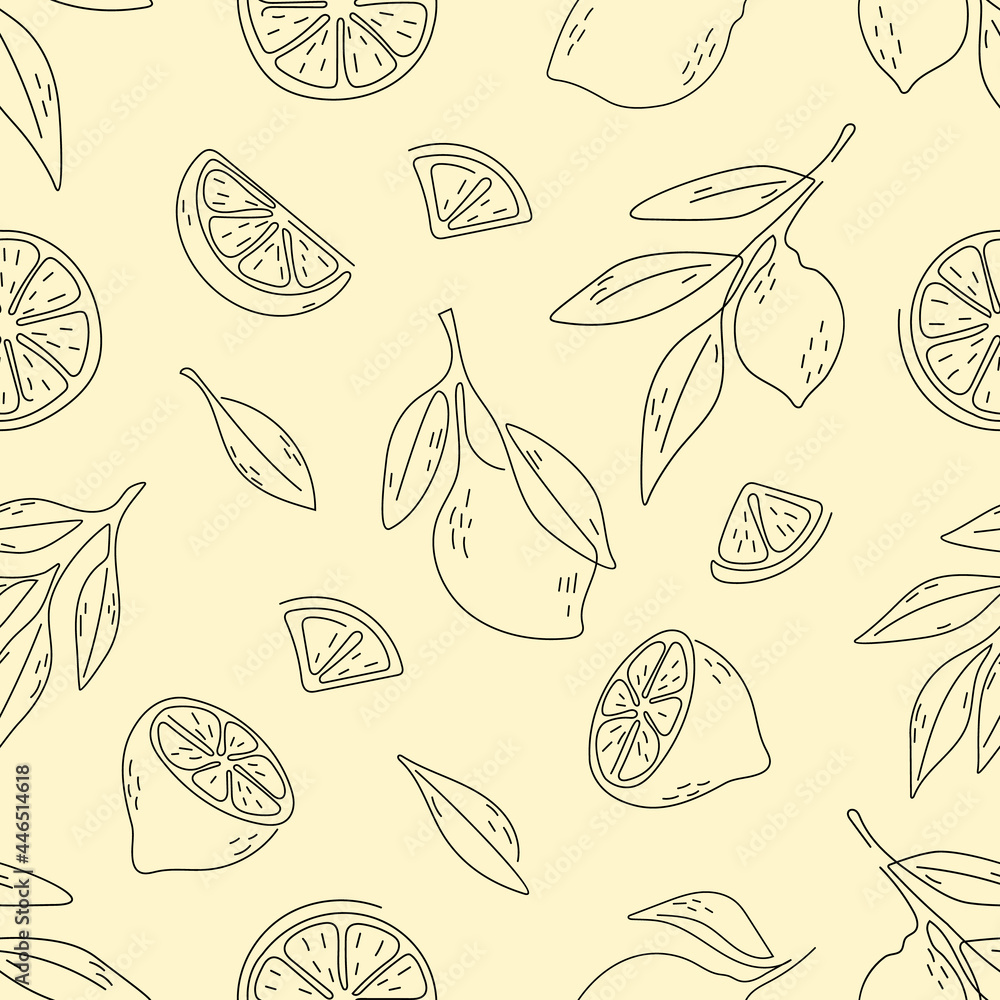 Fototapeta premium seamless pattern of lemon with hand draw style