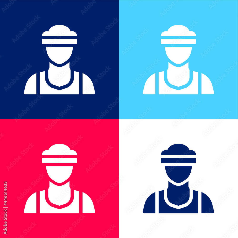 Athlete blue and red four color minimal icon set Athlete blue and red four color minimal icon set