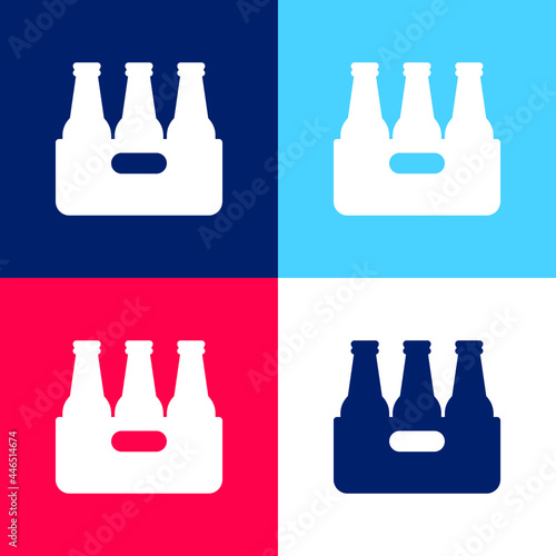 Beer blue and red four color minimal icon set