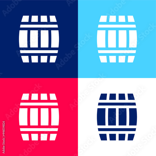 Barrel blue and red four color minimal icon set