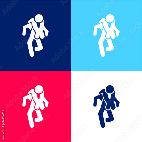 Adventure Sport Silhouettes blue and red four color minimal icon set