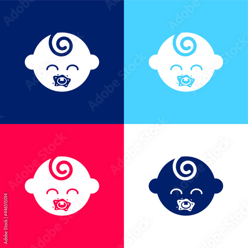 Baby Black Head blue and red four color minimal icon set