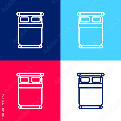 Bed blue and red four color minimal icon set