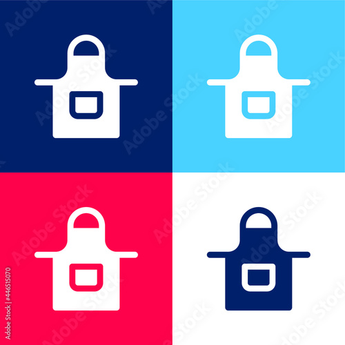 Apron blue and red four color minimal icon set