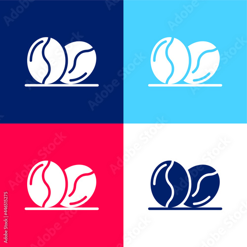 Beans blue and red four color minimal icon set