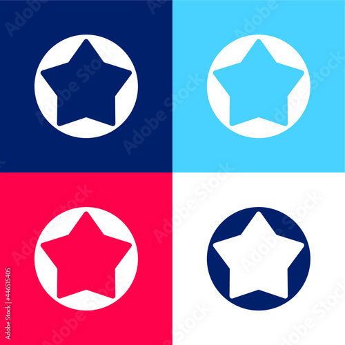 Big Star Button blue and red four color minimal icon set