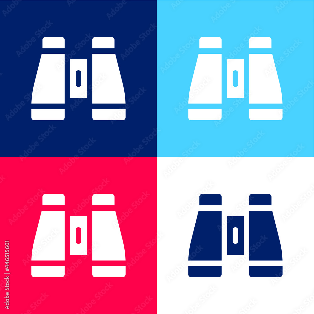 Binoculars blue and red four color minimal icon set Binoculars blue and red four color minimal icon set