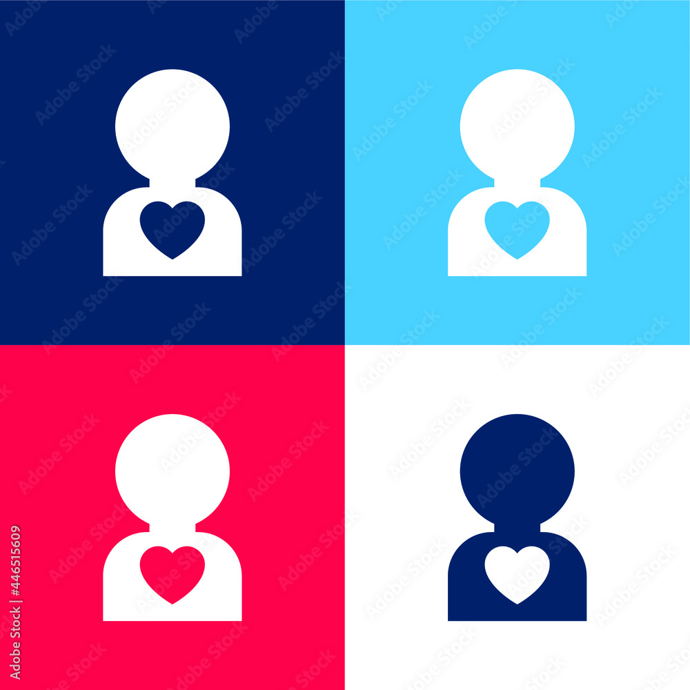 Boy blue and red four color minimal icon set Boy blue and red four color minimal icon set