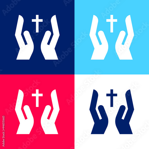 Bless blue and red four color minimal icon set