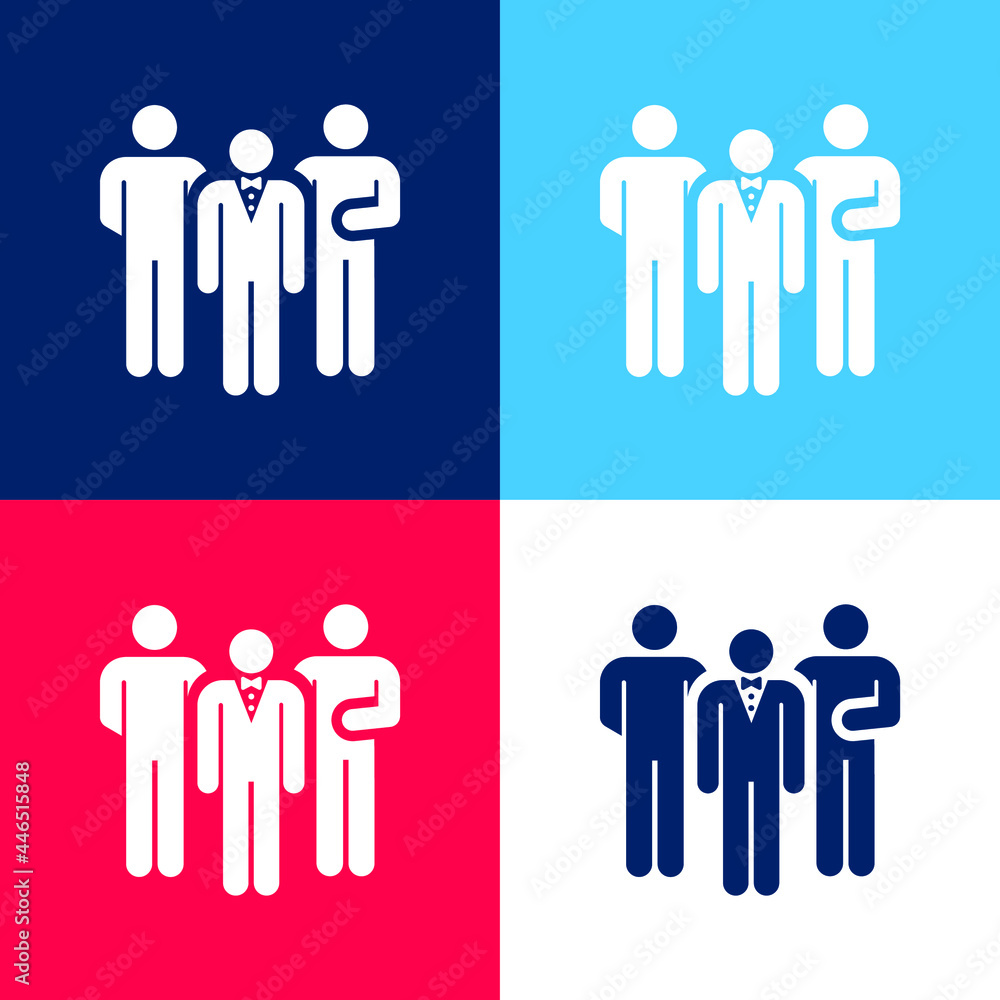 Bodyguard blue and red four color minimal icon set Bodyguard blue and red four color minimal icon set