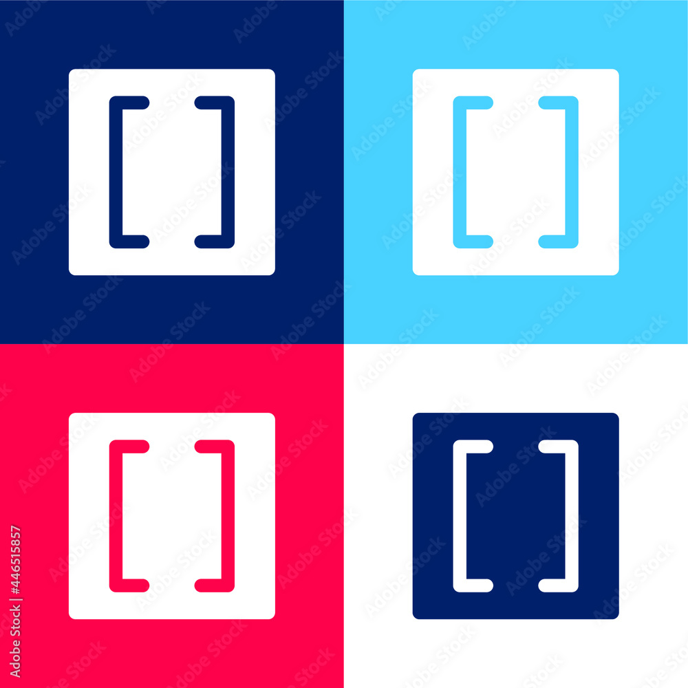 Brackets blue and red four color minimal icon set Brackets blue and red four color minimal icon set
