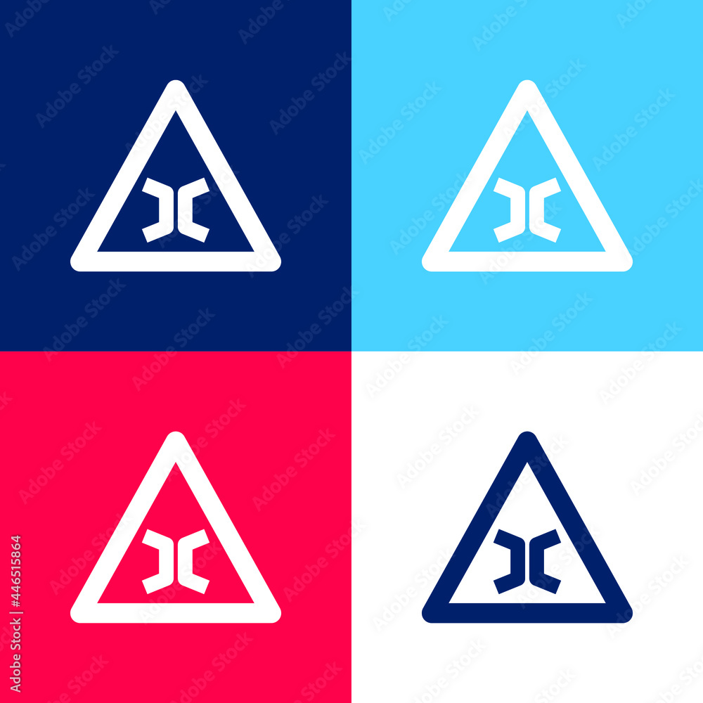 Bridge Sign blue and red four color minimal icon set Bridge Sign blue and red four color minimal icon set