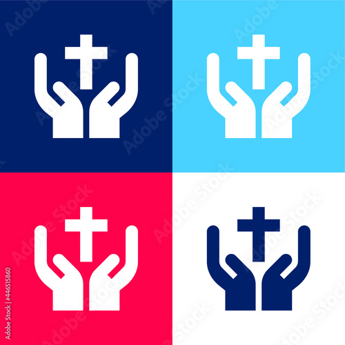 Bless blue and red four color minimal icon set