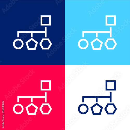 Block Scheme Of Basic Geometrical Shapes blue and red four color minimal icon set