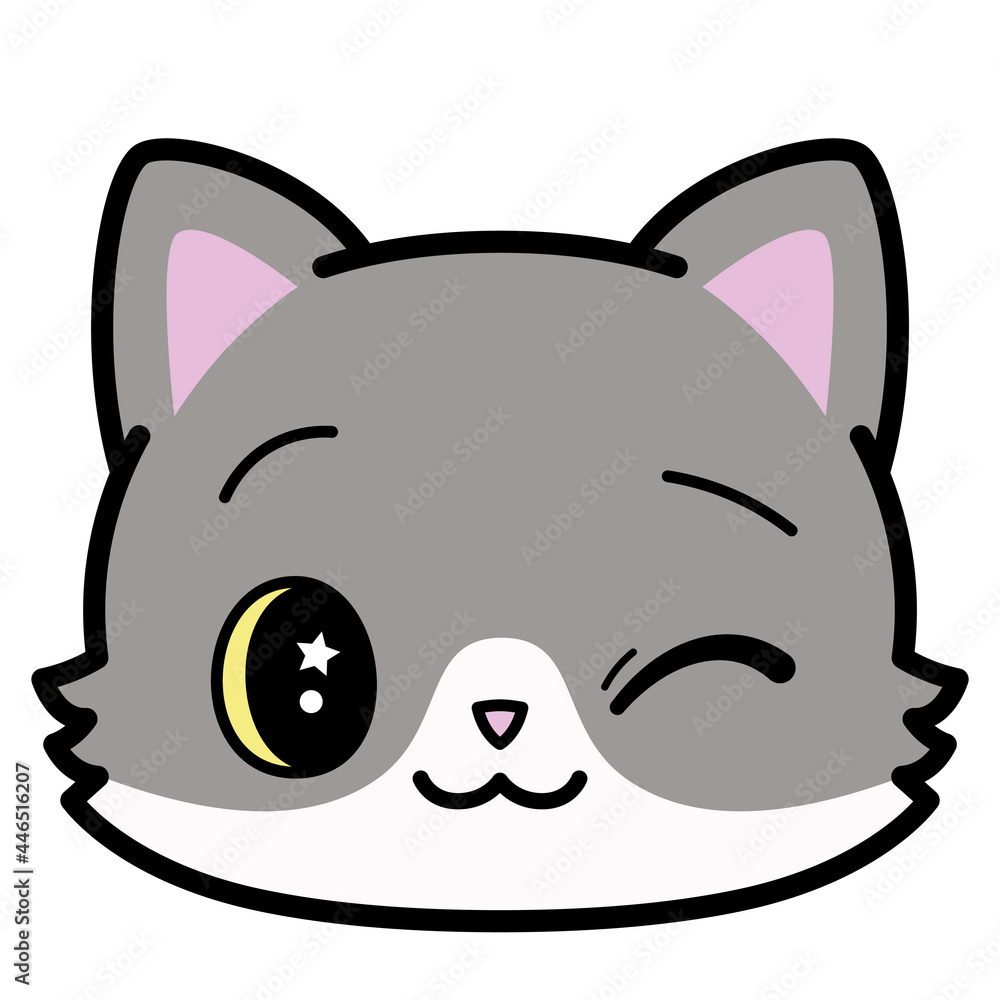 Isolated cute cat emoji winking Vector illustration Isolated cute cat emoji winking Vector illustration