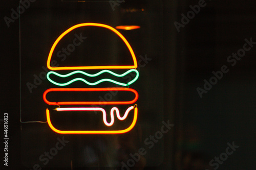 neon sign burger showcase restaurant marketing billboard