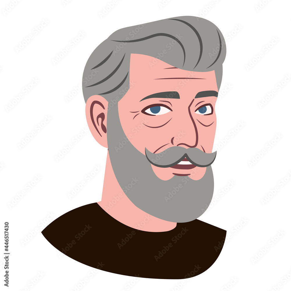 Isolated avatar of an old man Vector illustration
