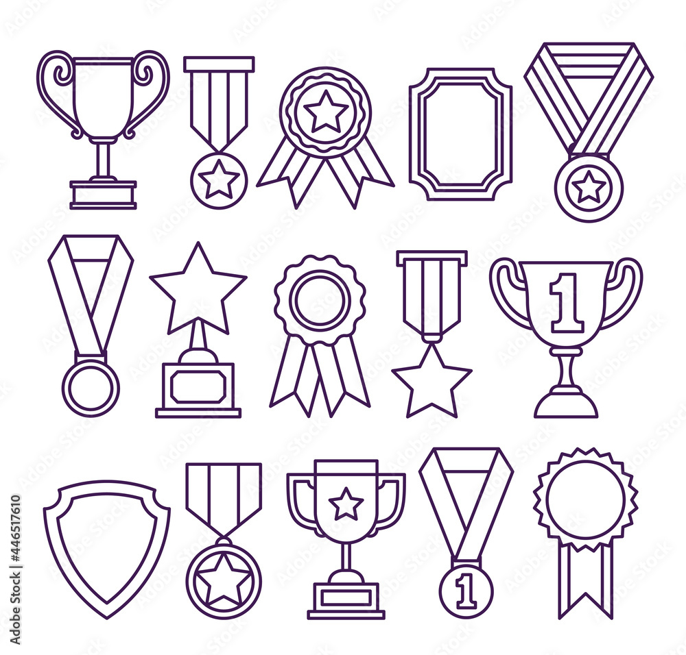 Set of trophies and gold Vector rillustration Set of trophies and gold Vector rillustration