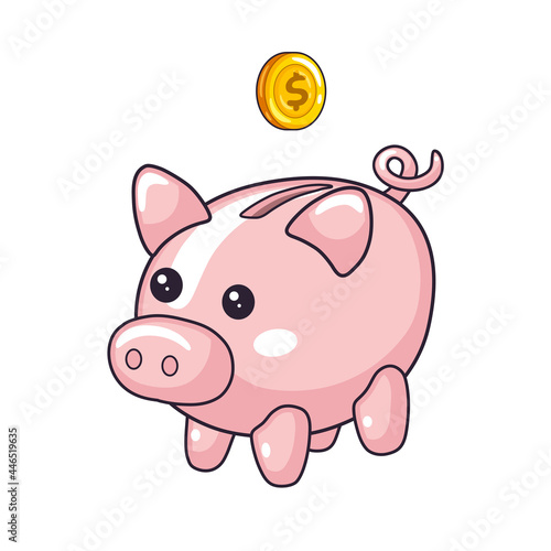 Piggy money box isolated cartoon