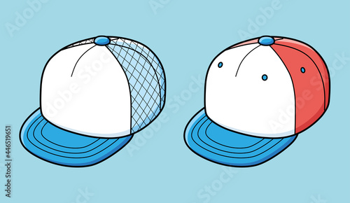 Snapback hat and trucker baseball cap