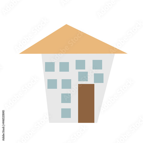 House illustration with simple childish style. Isolated on white background.