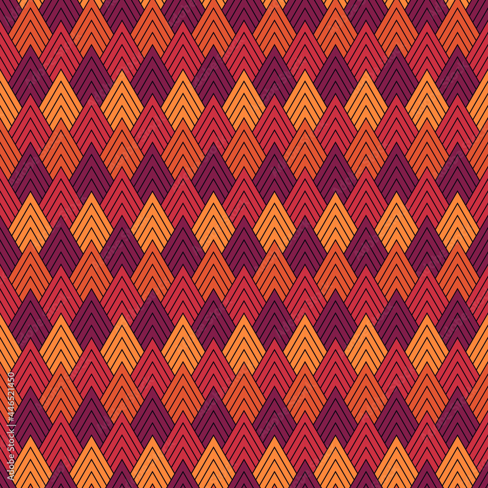 Seamless scales pattern. Japan traditional ornament. Squama wallpaper. Ethnic embroidery. Repeated scallops. Fish scale. Repeat scallop shapes backdrop. Japanese sashiko uroko motif. Vector tiles Seamless scales pattern. Japan traditional ornament. Squama wallpaper. Ethnic embroidery. Repeated scallops. Fish scale. Repeat scallop shapes backdrop. Japanese sashiko uroko motif. Vector tiles