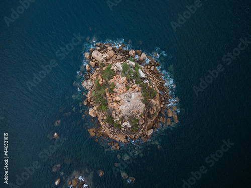 Aerial photography of an island in the bay of Acapulco Mexico