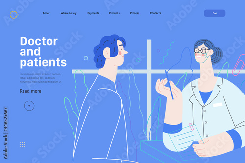 Doctor and patients - medical insurance web template