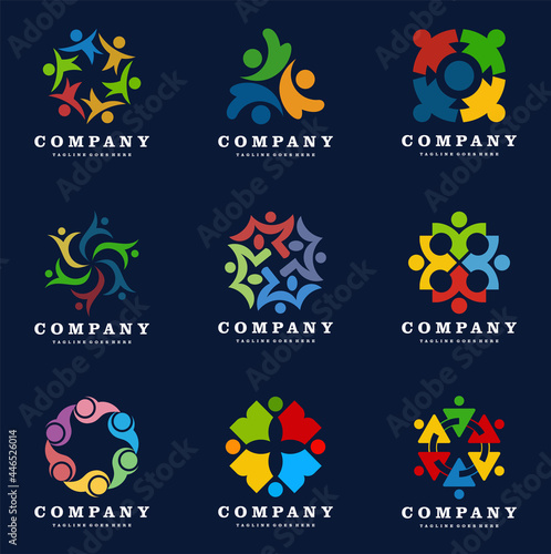 Set of vector logo design for social media, teamwork, alliance, Connect, Family, Community, people, network and social icon Vector Logo Design Template Elements