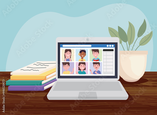 laptop with students