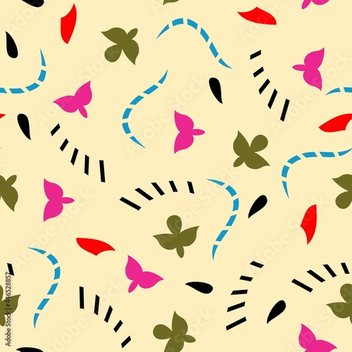 All over design. Pattern of Small Motifs. Print block for fabric, apparel textile, wrapping paper. Minimal oriental vector graphic