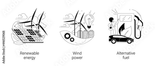 Clean energy abstract concept vector illustrations.