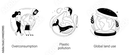 Global pollution problem abstract concept vector illustrations.