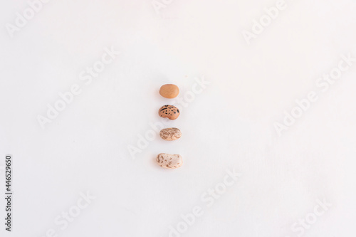 hilera de granos variados de frijol bayo photo