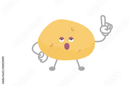 指差しするシンプルでかわいいジャガイモのキャラクターのベクターイラスト