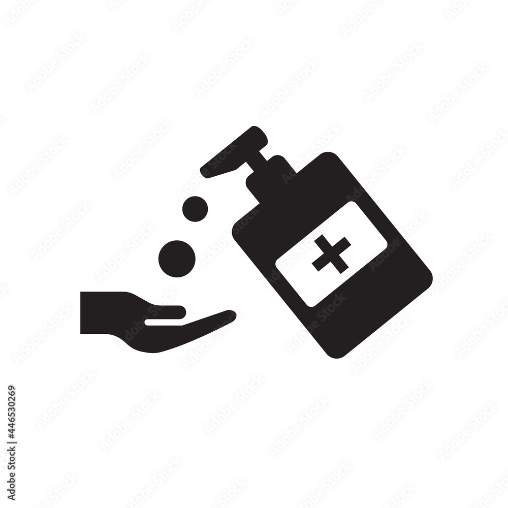 Disinfection. Hand sanitizer bottle icon, washing gel. Disinfection. Hand sanitizer bottle icon, washing gel.