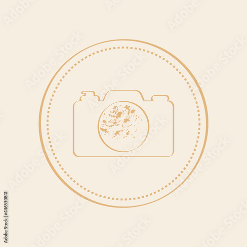 Golden photography logo with moon and camera