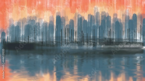 abstract reflections in water painting for postcard, presentation, wallpaper, background, and arts