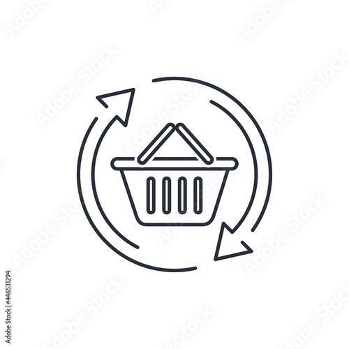 Changes in consumer need. Сommodity update. Vector linear icon isolated on white background.