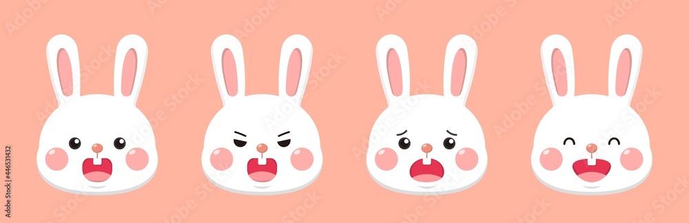 4 kinds of cute rabbit expression combinations, cartoon characters, mascots, vector illustration cartoon comics 4 kinds of cute rabbit expression combinations, cartoon characters, mascots, vector illustration cartoon comics