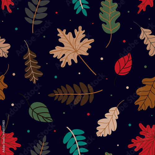 Pattern of various autumn leaves. vector illustration 