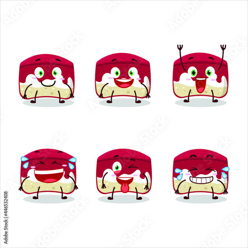 Cartoon character of cherry cake with smile expression. Vector illustration