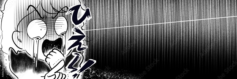 Fototapeta premium 70年代少女漫画お化けを目撃して絶叫する女の子