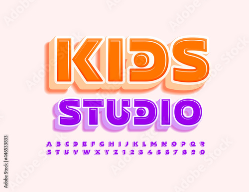 Vector Colorful Poster Kid Studio. Modern 3D Font. Creative Alphabet Letters and Numbers set