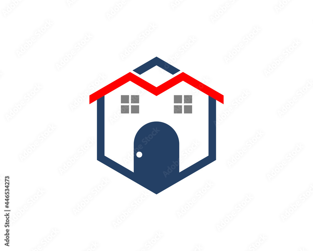 House real estate with hexagon shape logo