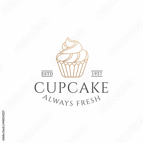 Cupcake logo design template vector premium, bake shop, bakery logo, bread fresh, bake house
